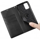 Samsung Galaxy S20 "Hanman" Leather solīds atvēramais ādas melns maciņš - maks