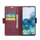 Samsung Galaxy S20+ CaseMe Retro solīds atvēramais ādas bordo maciņš - maks