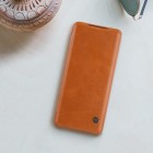 Samsung Galaxy S20+ Plus (G985) greznais Nillkin Qin sērijas ādas atvērams brūns maciņš, maks