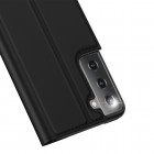 Samsung Galaxy S21 (G991B) Dux Ducis Skin sērijas melns ādas atvērams maciņš