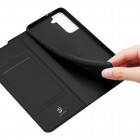 Samsung Galaxy S21 (G991B) Dux Ducis Skin sērijas melns ādas atvērams maciņš