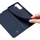 Samsung Galaxy S21 (G991B) Dux Ducis Skin sērijas zils ādas atvērams maciņš