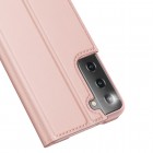 Samsung Galaxy S21 (G991B) Dux Ducis Skin sērijas rozs ādas atvērams maciņš