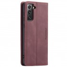 Samsung Galaxy S21 FE (Fan Edition) 5G CaseMe Retro solīds atvēramais ādas bordo maciņš - maks