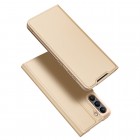 Samsung Galaxy S21 FE (Fan Edition) 5G „Dux Ducis“ Skin sērijas zelta ādas atvērams maciņš