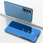 Samsung Galaxy S21 FE (Fan Edition) 5G plastmasas atvērams zils ādas maciņš