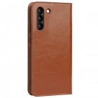 Samsung Galaxy S21 FE (Fan Edition) 5G Solīds sērijas gaiši brūns atvērams maciņš, maks