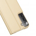 Samsung Galaxy S21+ (G996B) Dux Ducis Skin sērijas zelta ādas atvērams maciņš
