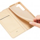 Samsung Galaxy S22+ 5G (SM-S906X) „Dux Ducis“ Skin sērijas zelta ādas atvērams maciņš