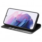 Samsung Galaxy S22+ 5G (SM-S906X) „QIALINO“ atvēramais ādas melns maciņš - maks