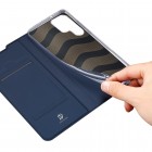 Samsung Galaxy S22 Ultra 5G (SM-S908X) „Dux Ducis“ Skin sērijas zils ādas atvērams maciņš