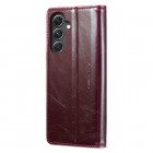 Samsung Galaxy S23 FE (Fan Edition) „CaseMe“ Leather solīds atvēramais ādas bordo maciņš - maks
