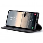 Samsung Galaxy S23 FE (Fan Edition) CaseMe Retro solīds atvēramais ādas melns maciņš - maks