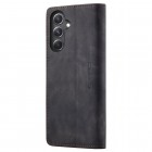 Samsung Galaxy S23 FE (Fan Edition) CaseMe Retro solīds atvēramais ādas melns maciņš - maks