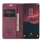 Samsung Galaxy S23 (SM-S911) CaseMe Retro solīds atvēramais ādas bordo maciņš - maks