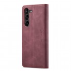 Samsung Galaxy S23 (SM-S911) CaseMe Retro solīds atvēramais ādas bordo maciņš - maks