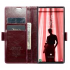 Samsung Galaxy S23 Ultra (SM-S918) solīds atvēramais ādas bordo maciņš - maks