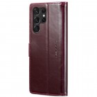 Samsung Galaxy S23 Ultra (SM-S918) solīds atvēramais ādas bordo maciņš - maks