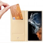 Samsung Galaxy S23 Ultra (SM-S918) „Dux Ducis“ Skin sērijas zelta ādas atvērams maciņš