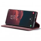 Samsung Galaxy S24+ (SM-S926) CaseMe Retro solīds atvēramais ādas bordo maciņš - maks