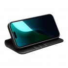 Samsung Galaxy S25 Ultra "QIALINO" atvēramais ādas melns maciņš - maks