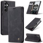 Samsung Galaxy S24+ / S25+ CaseMe Retro solīds atvēramais ādas melns maciņš - maks