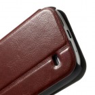 Samsung Galaxy S4 mini i9195 S View atvēramais brūns ādas futrālis