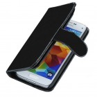 Samsung Galaxy S5 (S5 Neo) atvēramais melns ādas futrālis - maciņš