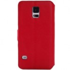 Samsung Galaxy S5 (G900, G903) atvēramais ādas sarkans retro maciņš (maks)