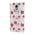 Samsung Galaxy S5 (S5 Neo) „Flowers“ sērijas balts ādas atvērams maciņš