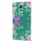 Samsung Galaxy S5 (S5 Neo) „Flowers“ sērijas piparmētru ādas atvērams maciņš