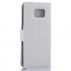 Samsung Galaxy S6 Edge (G925) atvēramais balts ādas Litchi maciņš (maks)
