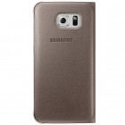 Samsung Galaxy S6 Edge G925 oficiāls Flip Wallet atvērams zelta ādas maciņš (maks)