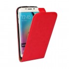 Samsung Galaxy S6 Edge (G925) klasisks ādas vertikāli atvēramais sarkans maciņš