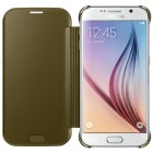 Samsung Galaxy S6 (G920) oficiāls Clear View Cover atvērams zelta ādas maciņš