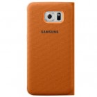 Samsung Galaxy S6 oficiāls Flip Wallet Cover atvērams oranžs ādas maciņš