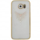 Samsung Galaxy S6 (G9200) elegants Kingxbar Crystal Necklace Swarovski dzidrs (caurspīdīgs) zelta plastmasas apvalks ar kristāliem