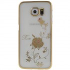 Samsung Galaxy S6 elegants Kingxbar Crystal Rose Swarovski dzidrs (caurspīdīgs) zelta plastmasas apvalks ar kristāliem