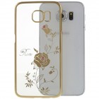Samsung Galaxy S6 elegants Kingxbar Crystal Rose Swarovski dzidrs (caurspīdīgs) zelta plastmasas apvalks ar kristāliem