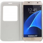 Samsung Galaxy S7 (G930) atvēramais maciņš ar lodziņu - balts