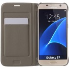 Samsung Galaxy S7 (G930) zelta atvēramais Smart Wallet ādas maciņš - maks