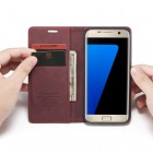 Samsung Galaxy S7 Edge (G935) CaseMe Retro solīds atvēramais ādas bordo maciņš - maks