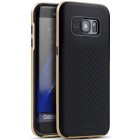 Samsung Galaxy S7 Edge (G935) „IPAKY“ cieta silikona (TPU) melns apvalks (apmales - zeltā krāsā)