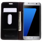 Samsung Galaxy S7 Edge (G935) „CaseMe“ solīds atvēramais ādas melns maciņš - maks