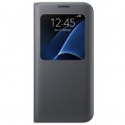 Samsung Galaxy S7 Edge G935 oficiāls S View Cover atvērams melns ādas maciņš