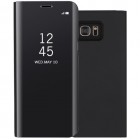 Samsung Galaxy S7 (G930) plastmasas atvērams melns ādas maciņš