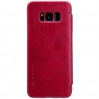 Greznais „Nillkin“ Qin sērijas ādas atvērams sarkans Samsung Galaxy S8+ (G955) maciņš