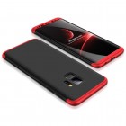 Samsung Galaxy S9 (G960F) Thin Fit 360“ melns futrālis apmāles sarkanā krāsā