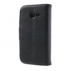 Samsung Galaxy Trend Lite S7390 (S7392) atverčiamas juodas odinis Litchi dėklas - piniginė