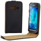 Samsung Galaxy Xcover 3 (G388) klasisks ādas vertikāli atvēramais melns maciņš